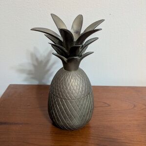 Dessau Solid Brass Pineapple Trinket Canister &  Candle Stick Holder.  India.